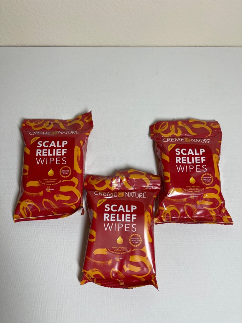 Creme of Nature Argan Scalp Relief Wipes lot of 3 packs